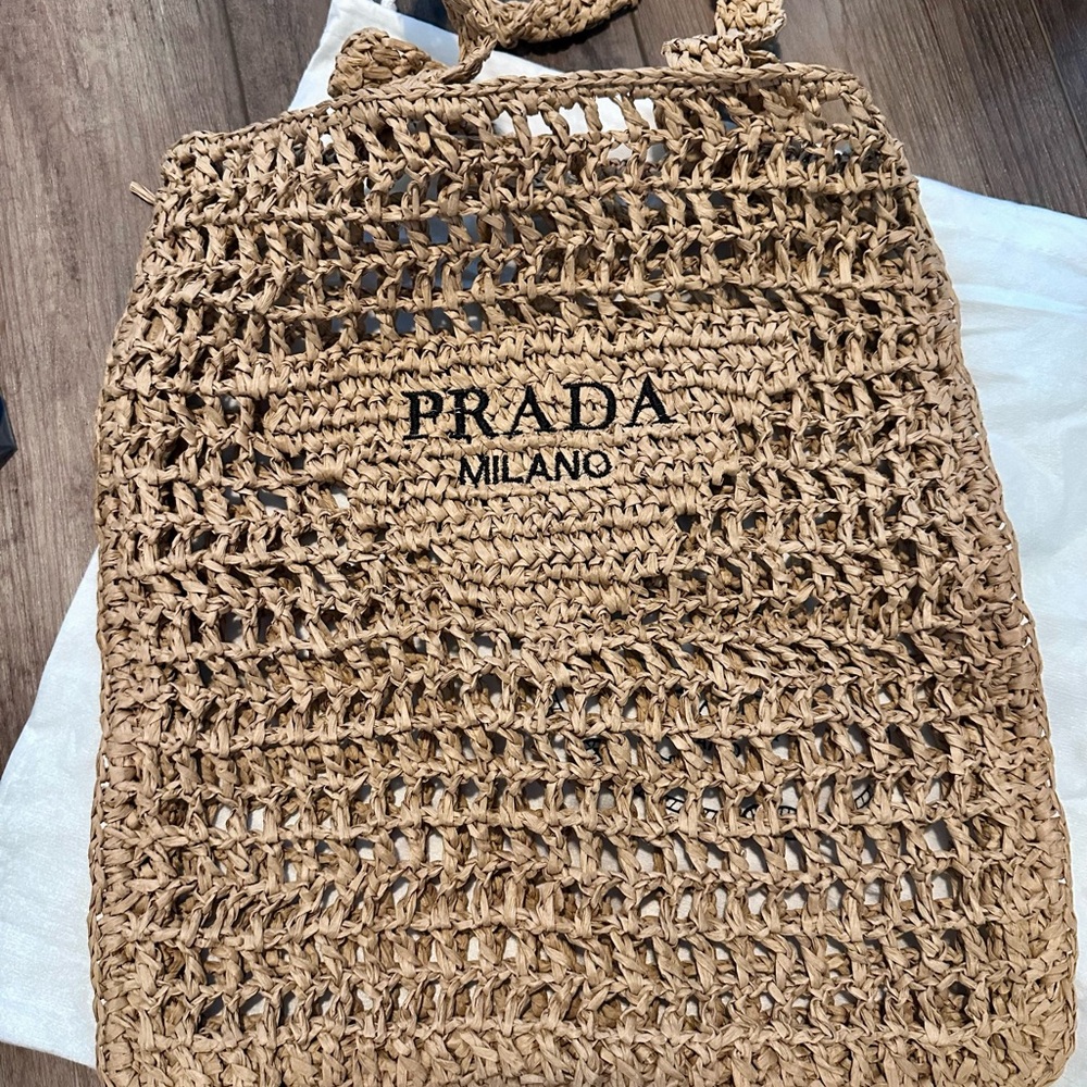 Prada Milano Natural Woven Tote